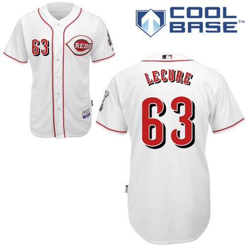 Sam LeCure #63 MLB Jersey-Cincinnati Reds Men's Authentic Home White Cool Base Baseball Jersey